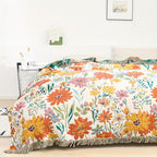 Wildflower: Cotton Blanket with Jacquard Floral Pattern & Breathable Quality – for Bed & Living Room