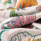 WildBloom: Decorative Cotton Blanket with Floral & Butterfly Design – for Bedroom & Living Room