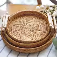 Handwoven storage basket made of willow twigs and rattan