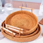Handwoven storage basket made of willow twigs and rattan