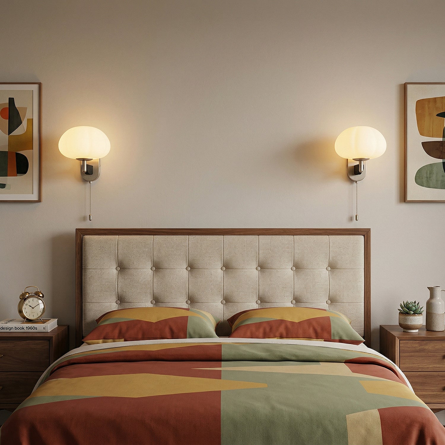 Ash Wood Wall Sconce with Ribbed Frosted Glass Shade