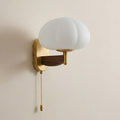 Ash Wood Wall Sconce with Ribbed Frosted Glass Shade