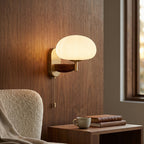 Ash Wood Wall Sconce with Ribbed Frosted Glass Shade