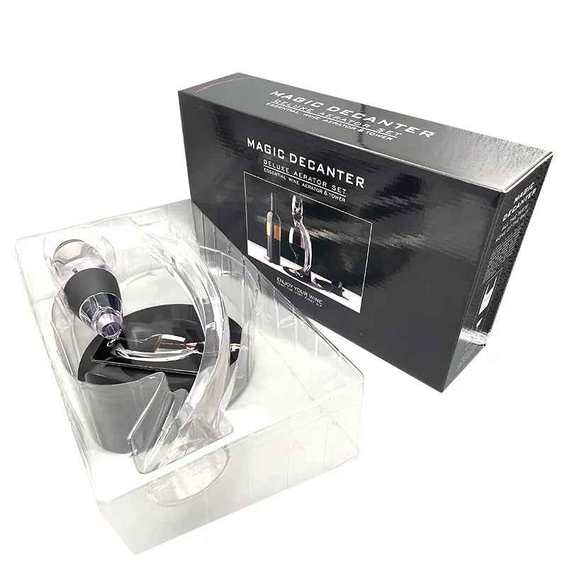 Wine Aerator Set with Aeration Spout Filter and Display Stand