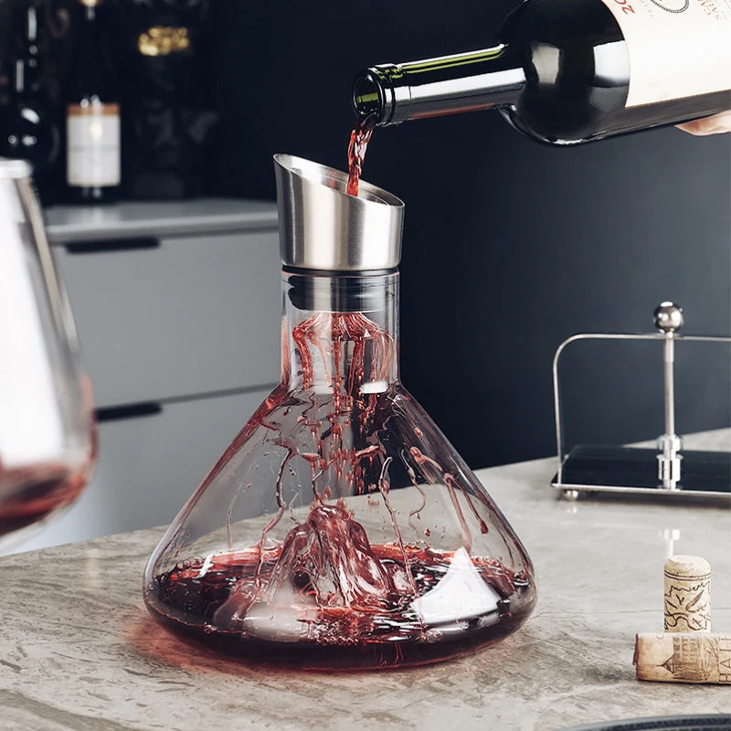 Wine Decanter 1500 ml Crystal 12 Channel Aeration Stainless Steel Filter