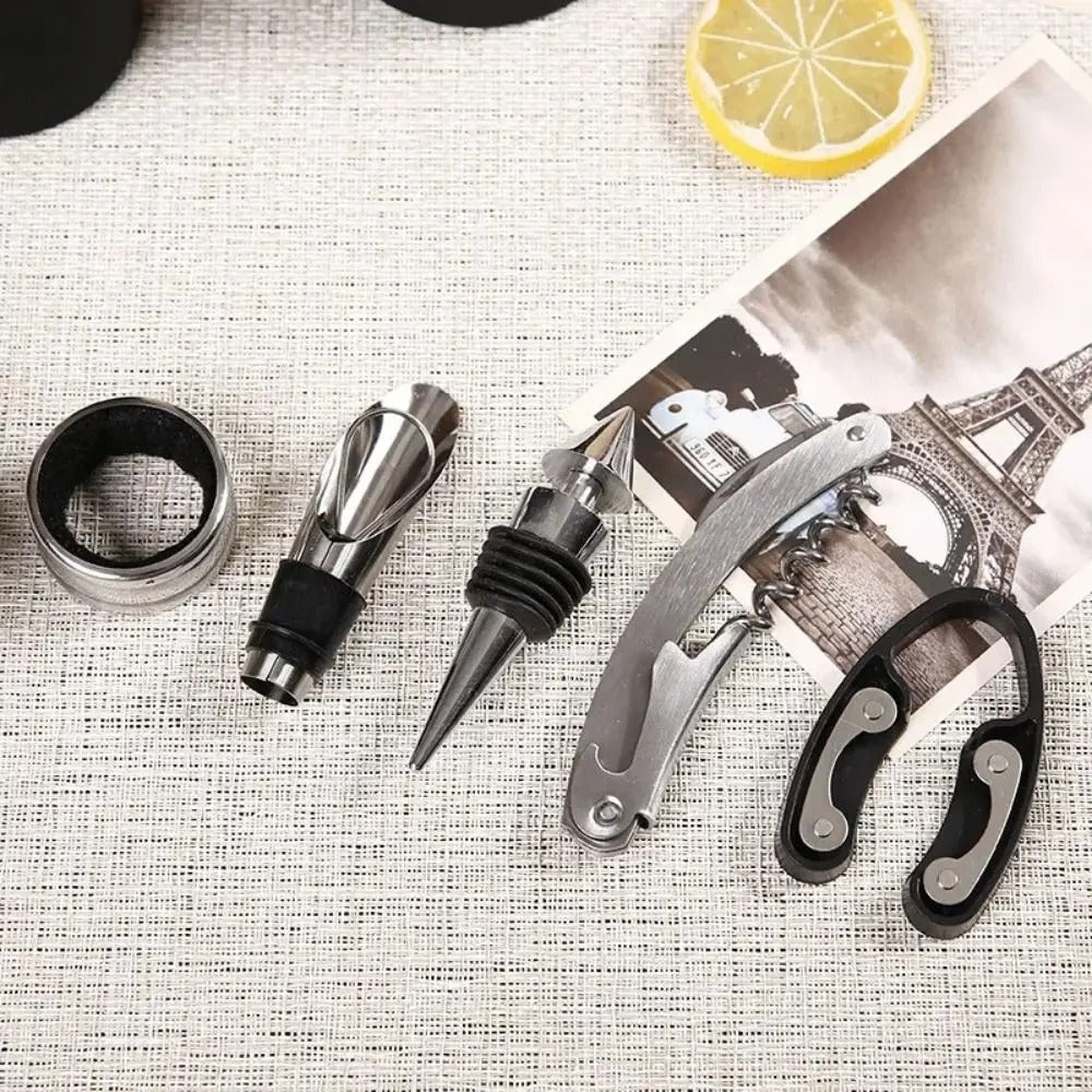 Wine Opener Set, Bottle Shaped Case, 5 Piece Set, Manual Operation