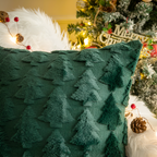 WinterMagic: Fluffy Christmas Pillowcase with Christmas Tree Design – Decorative & Cozy (Set of 2)