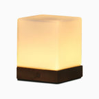 Cordless LED Cube Lamp Rechargeable Battery PE Solid Wood Brown