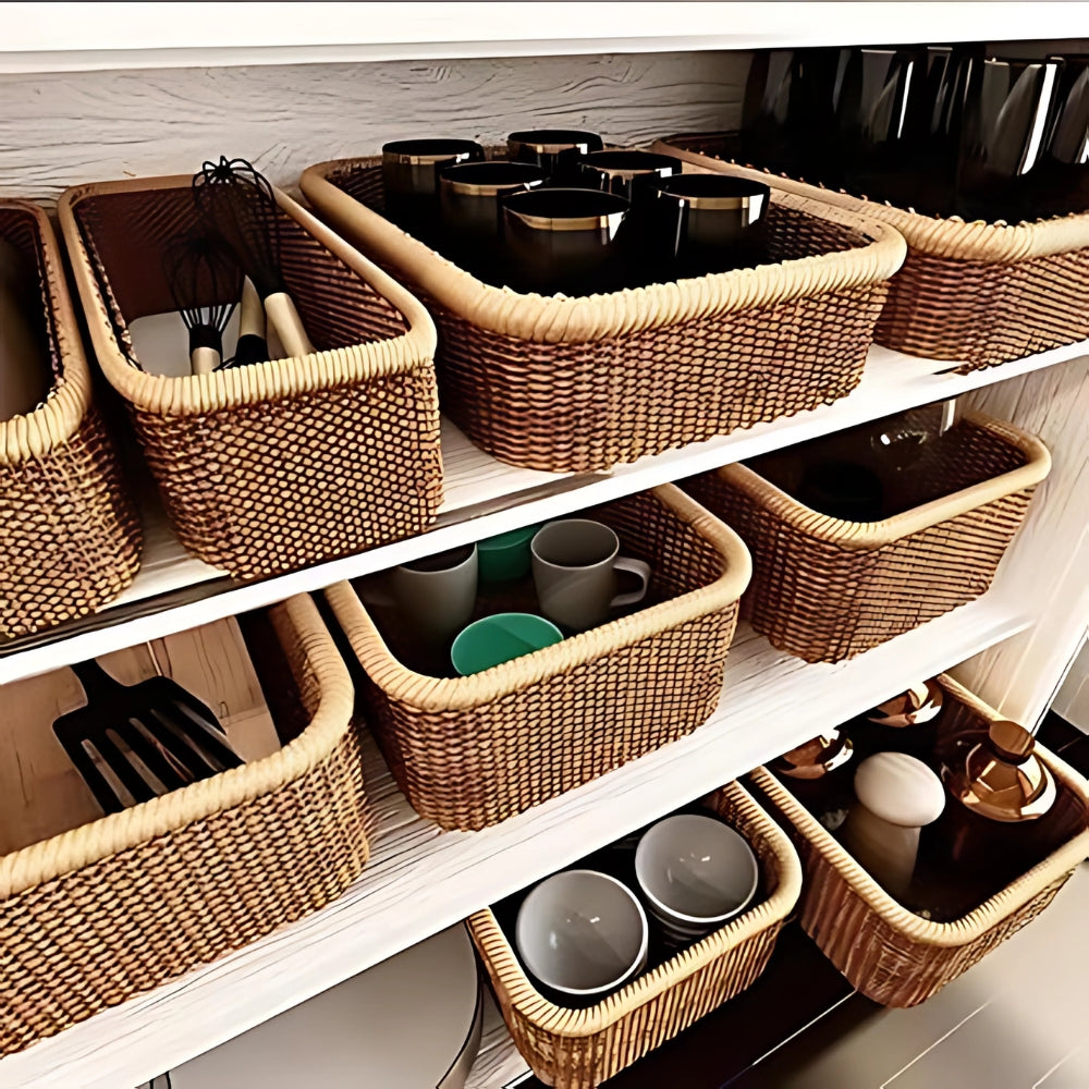 WohnAkzent: Rectangular Storage Basket in Boho Style – Durable, Lightweight & Versatile for Home & Decoration