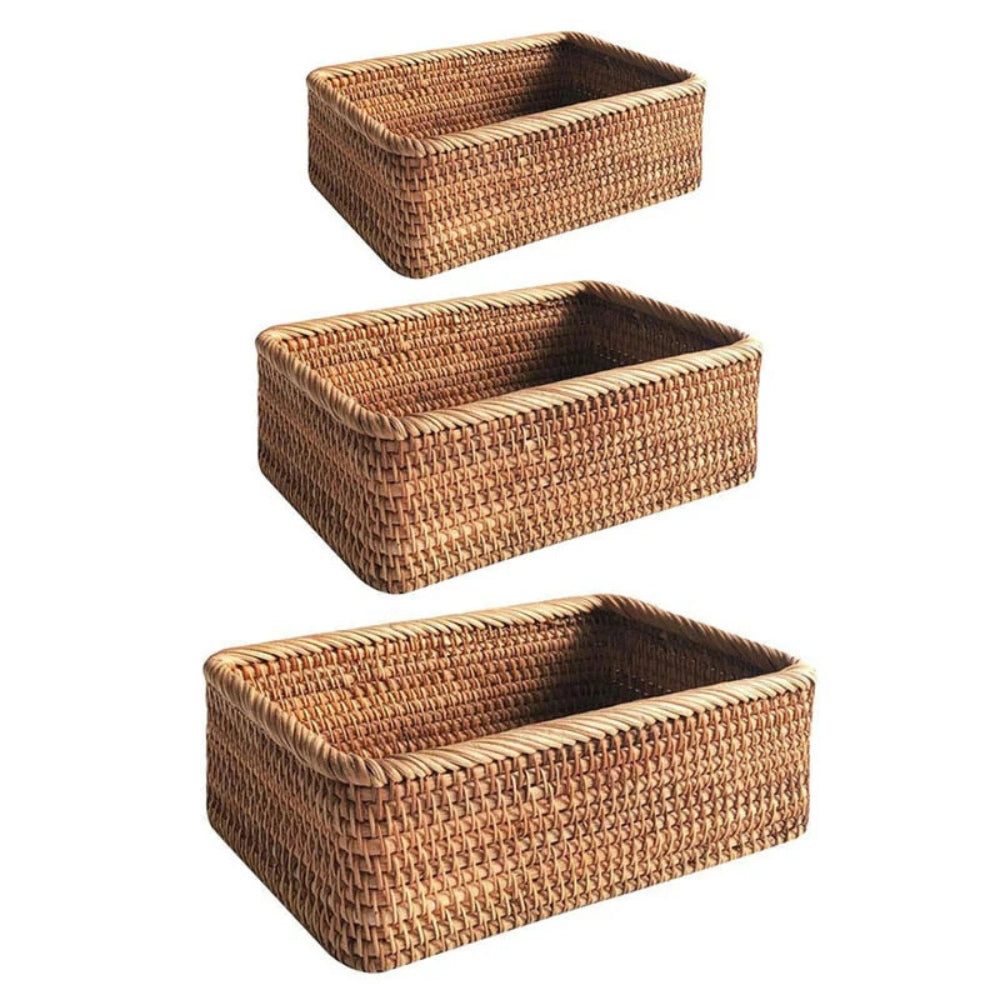 WohnAkzent: Rectangular Storage Basket in Boho Style – Durable, Lightweight & Versatile for Home & Decoration