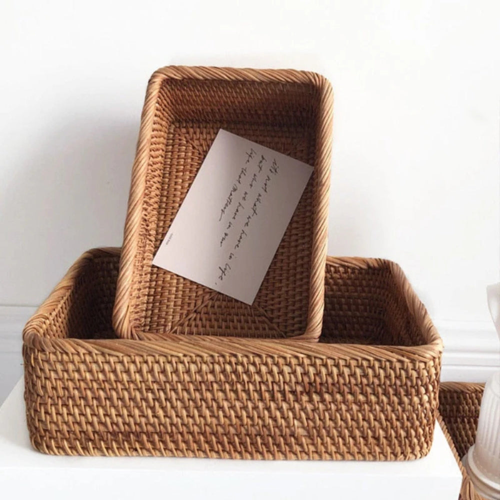 WohnAkzent: Rectangular Storage Basket in Boho Style – Durable, Lightweight & Versatile for Home & Decoration