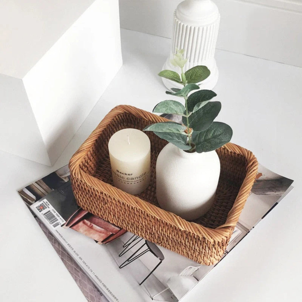 WohnAkzent: Rectangular Storage Basket in Boho Style – Durable, Lightweight & Versatile for Home & Decoration