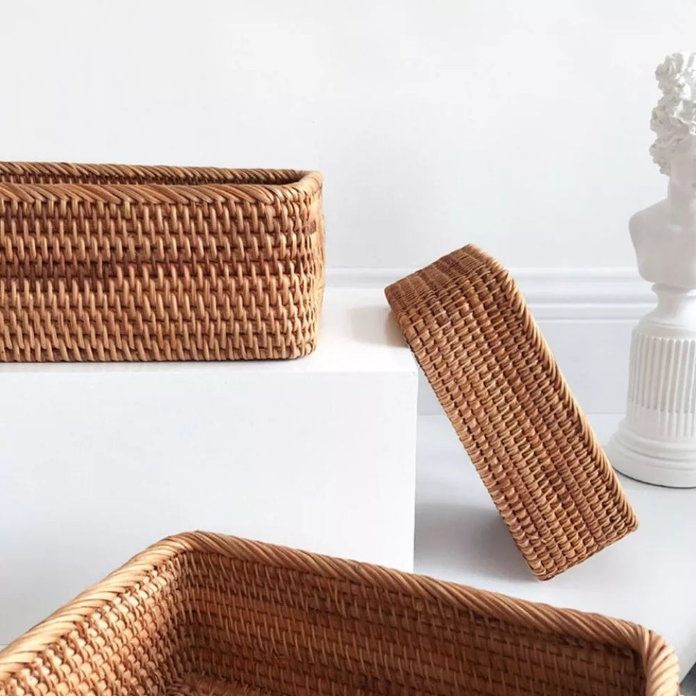 WohnAkzent: Rectangular Storage Basket in Boho Style – Durable, Lightweight & Versatile for Home & Decoration