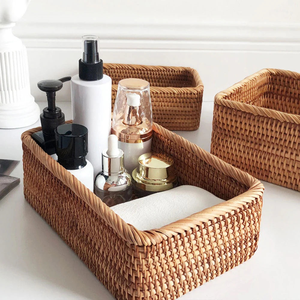 WohnAkzent: Rectangular Storage Basket in Boho Style – Durable, Lightweight & Versatile for Home & Decoration