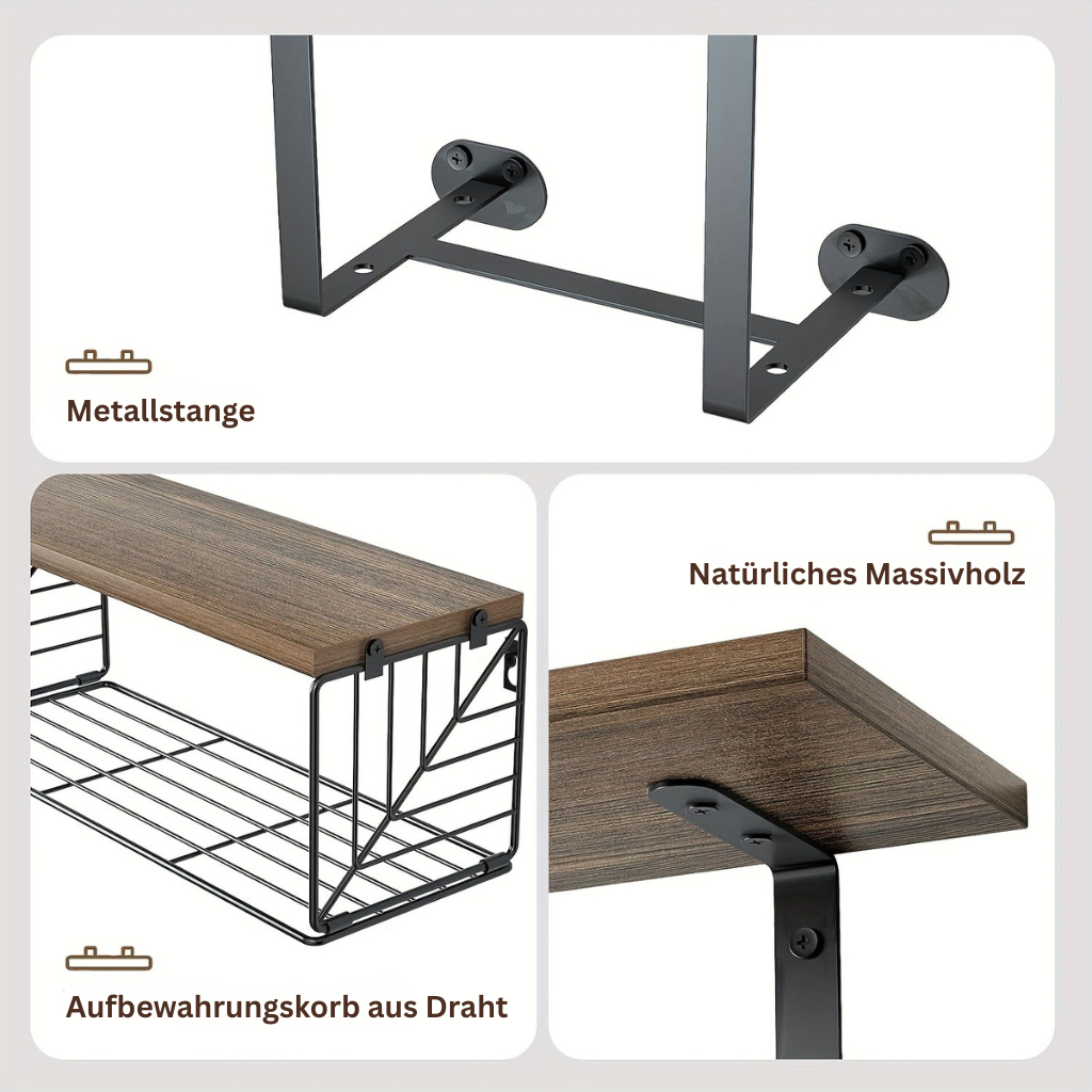 HomeAmbience: Towel Rack Bathroom – Modern Wooden Shelf Set, Decorative & Functional for Bathroom, Kitchen & Living Room