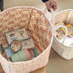 WohnBlüte: Storage Basket in Floral Quilted Design – Decorative, Foldable & Practical for Laundry & Toys