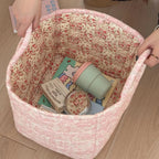 WohnBlüte: Storage Basket in Floral Quilted Design – Decorative, Foldable & Practical for Laundry & Toys
