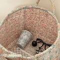 WohnBlüte: Storage Basket in Floral Quilted Design – Decorative, Foldable & Practical for Laundry & Toys