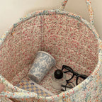 WohnBlüte: Storage Basket in Floral Quilted Design – Decorative, Foldable & Practical for Laundry & Toys