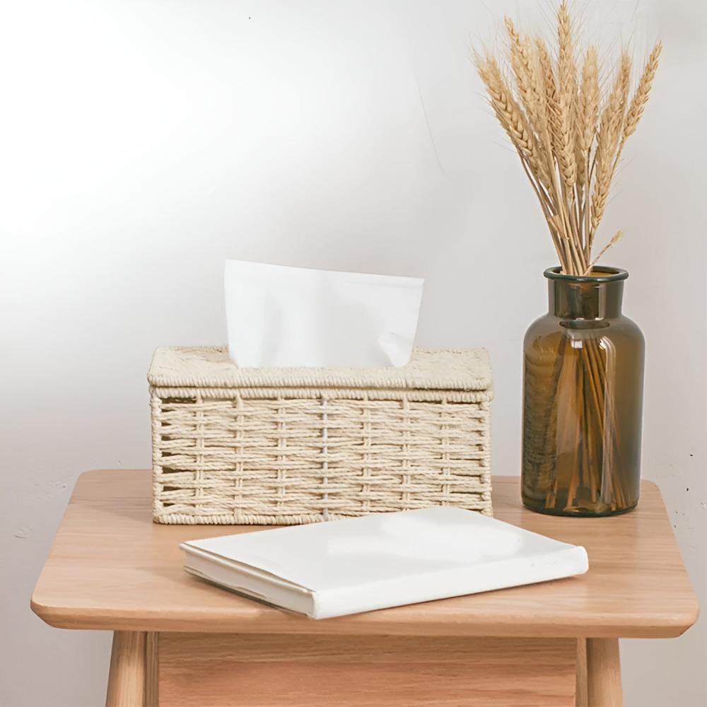 HomeCharm: Tissue Box Made of Rattan – Rustic, Elegant & Practical for Table & Dresser