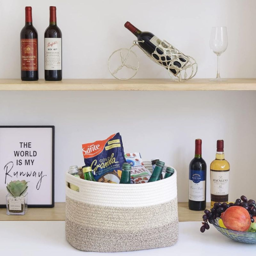 WohnGeflecht: Storage Basket with Handles – Durable, Portable & Practical for Laundry & Towels