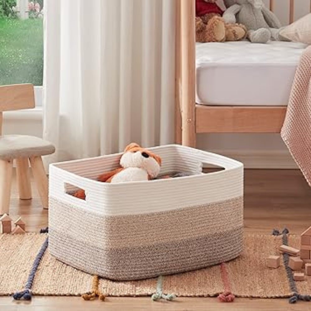 WohnGeflecht: Storage Basket with Handles – Durable, Portable & Practical for Laundry & Towels