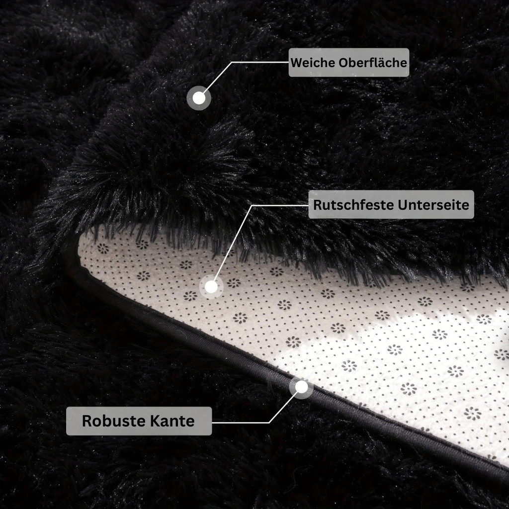WohnGlanz: Modern Large Rectangular Black Carpet – Durable for Heavily Used Living Areas