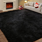 WohnGlanz: Modern Large Rectangular Black Carpet – Durable for Heavily Used Living Areas