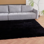 WohnGlanz: Modern Large Rectangular Black Carpet – Durable for Heavily Used Living Areas