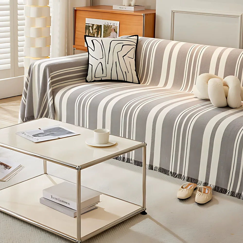LivingStripes: Sofa Cover Made of High-Quality Chenille with Timeless Pattern & Cozy Feel – for Sofa & Living Area