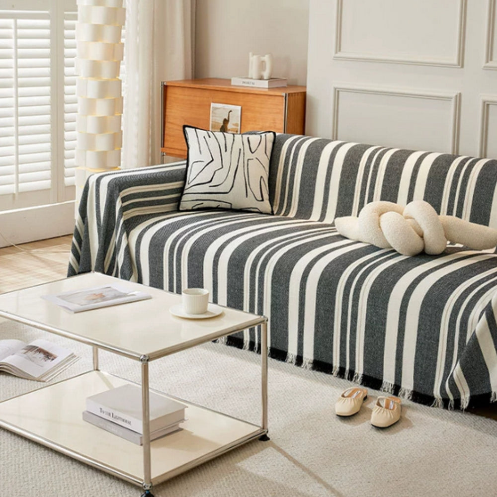 LivingStripes: Sofa Cover Made of High-Quality Chenille with Timeless Pattern & Cozy Feel – for Sofa & Living Area