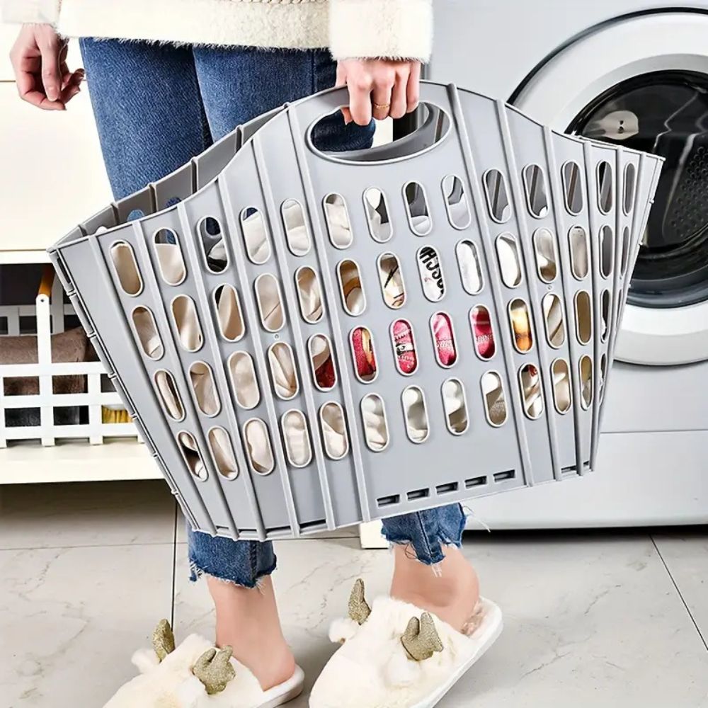 WohnTragen: Foldable Storage Basket – Lightweight, Decorative & Mobile for Home, Travel & Student Dormitory