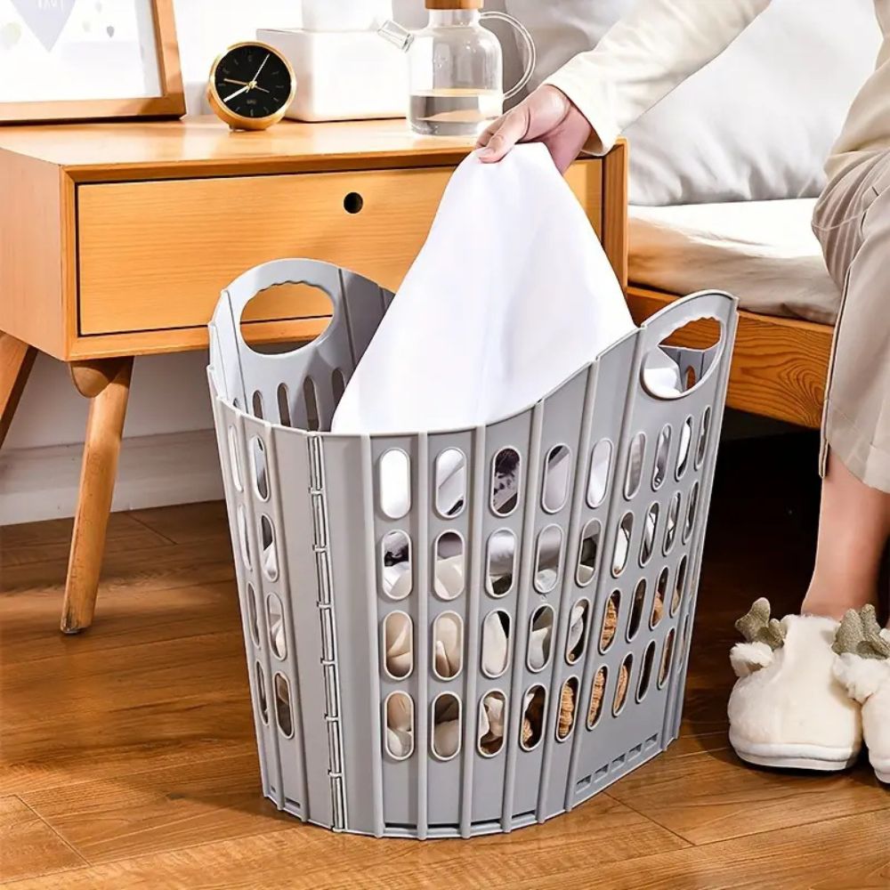 WohnTragen: Foldable Storage Basket – Lightweight, Decorative & Mobile for Home, Travel & Student Dormitory