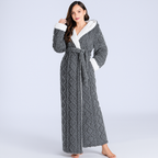 Women’s Robe Hooded Ankle Length Flannel Coral Fleece