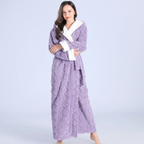Women’s Robe Hooded Ankle Length Flannel Coral Fleece