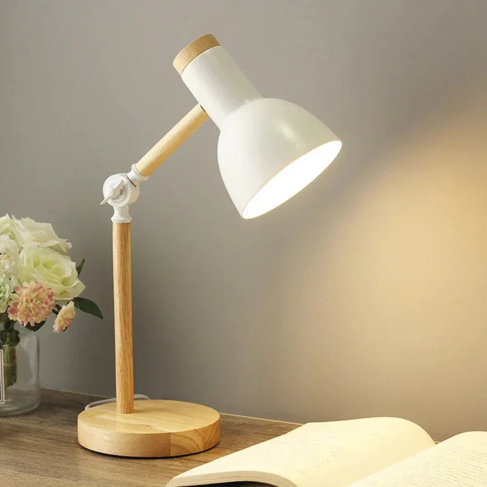WoodAura: Minimalistic Wooden Desk Lamp with LED & Flexible Design