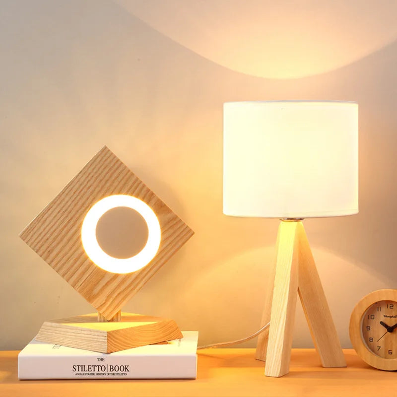 WoodEssence: LED Table Lamp Made of Natural Wood with Warm White Light – for Living Room & Nightstand