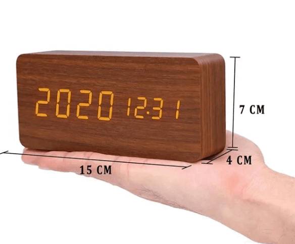 WoodSense: Designer Desk Clock with LED Display and Clap Function – for Modern Living Spaces