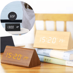 WoodSense: Designer Desk Clock with LED Display and Clap Function – for Modern Living Spaces