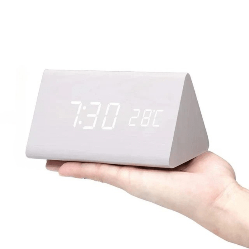 WoodSense: Designer Desk Clock with LED Display and Clap Function – for Modern Living Spaces