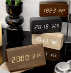 WoodSense: Designer Desk Clock with LED Display and Clap Function – for Modern Living Spaces