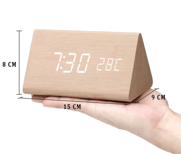 WoodSense: Designer Desk Clock with LED Display and Clap Function – for Modern Living Spaces