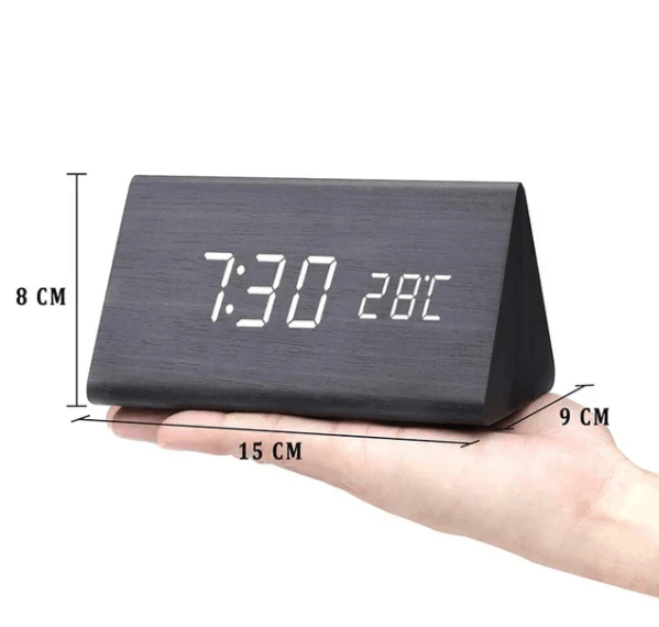 WoodSense: Designer Desk Clock with LED Display and Clap Function – for Modern Living Spaces