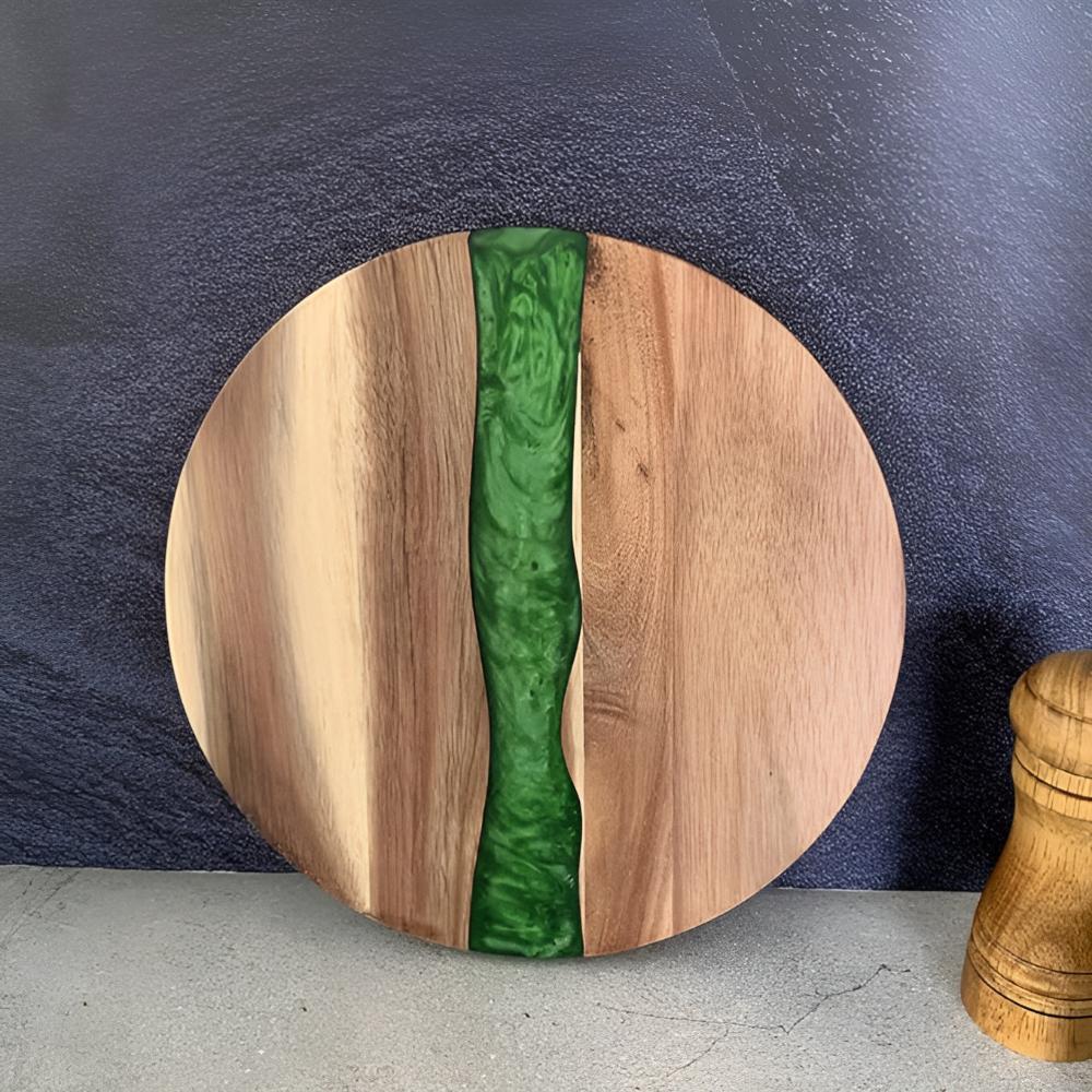 Cutting Board Acacia Wood Round Epoxy Resin Design