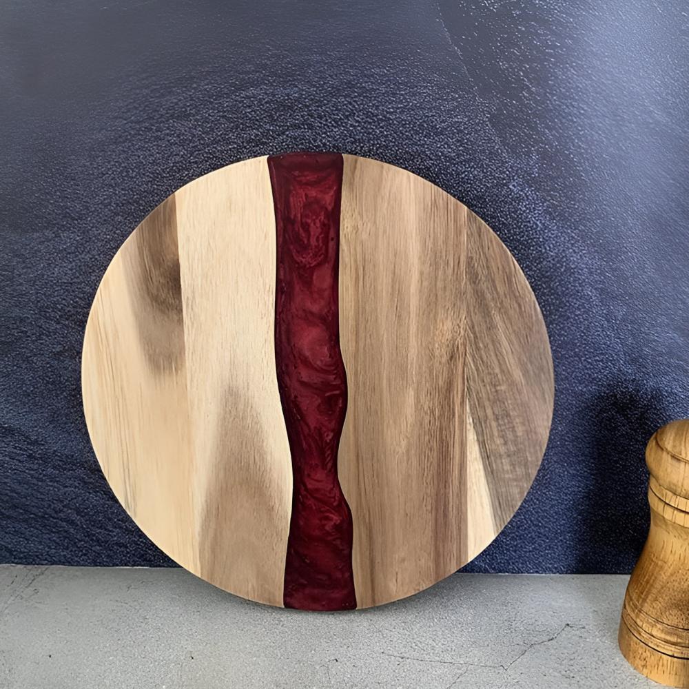 Cutting Board Acacia Wood Round Epoxy Resin Design