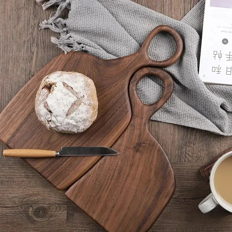 Wood Cutting Board Set, Solid Wood, Integrated Handle, 2 Pieces