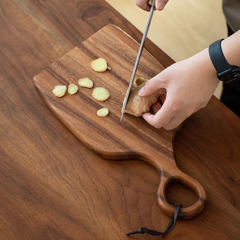 Wood Cutting Board Set, Solid Wood, Integrated Handle, 2 Pieces
