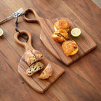 Wood Cutting Board Set, Solid Wood, Integrated Handle, 2 Pieces
