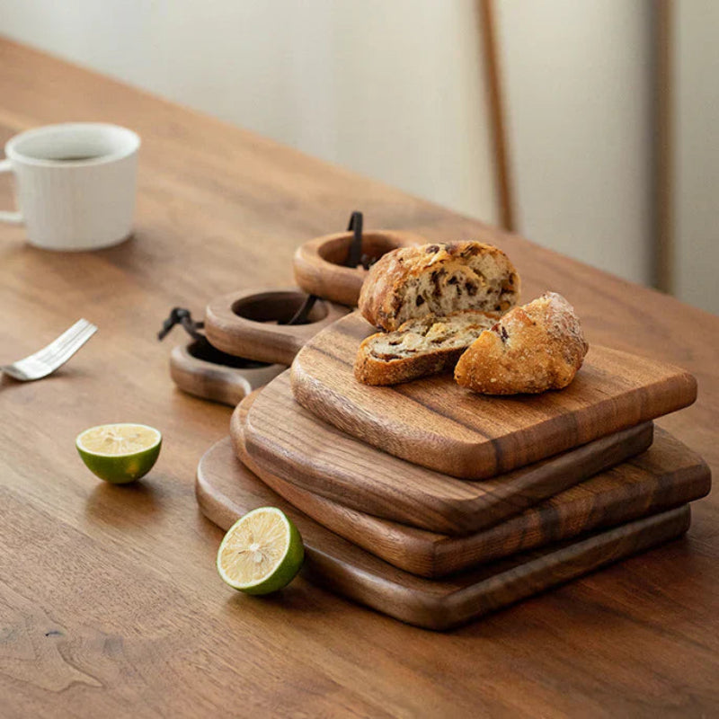 Wood Cutting Board Set, Solid Wood, Integrated Handle, 2 Pieces