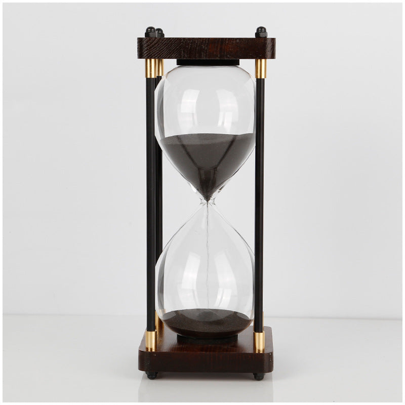 Hourglass Sand Timer, Wood and Glass, 60-Minute Cycle